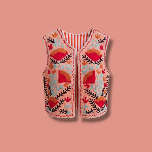 Suzani gilet zalmkleurig