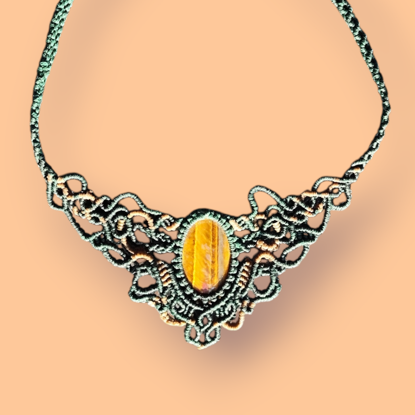 Macramé ketting tijgeroog