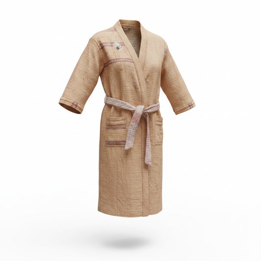 Kantha jas lang lichtbruin