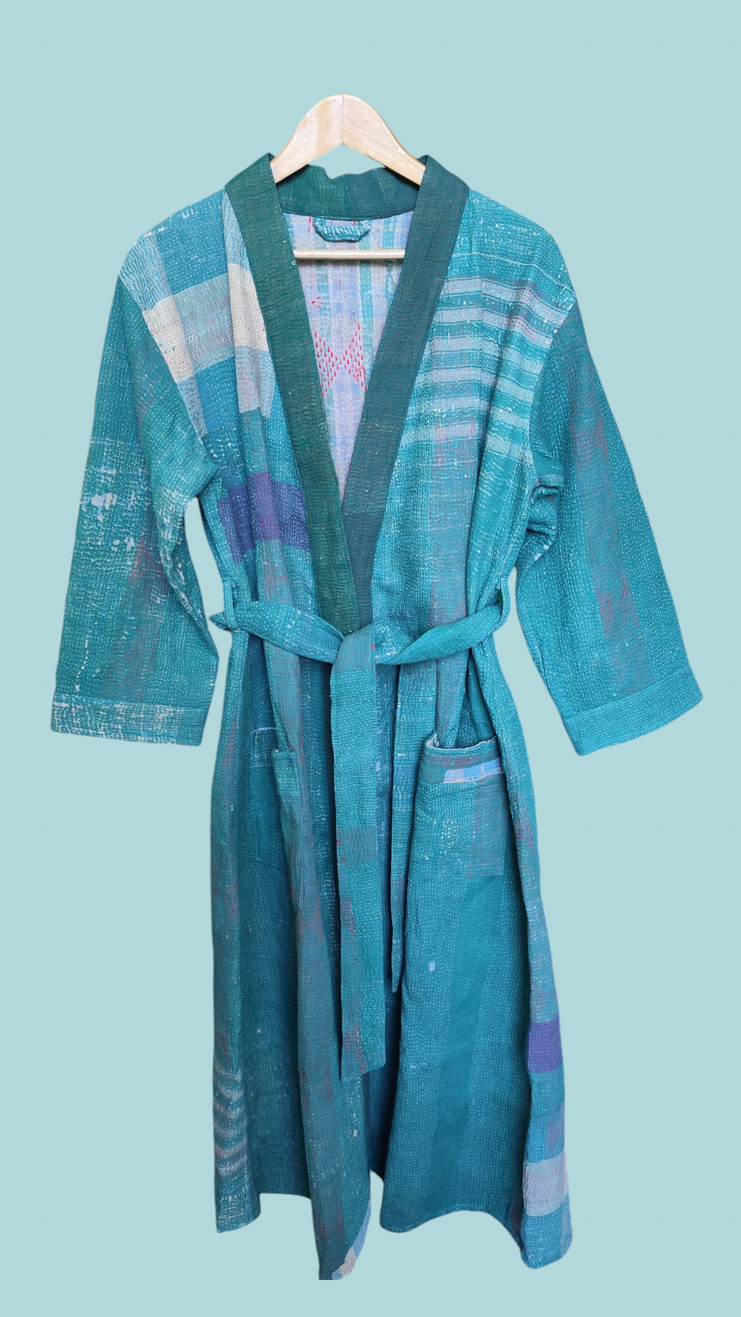 Kantha jas turqoise