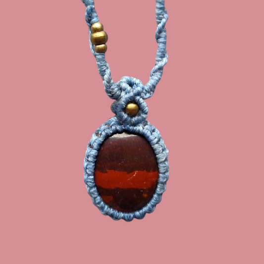 Macramé ketting rode jaspis